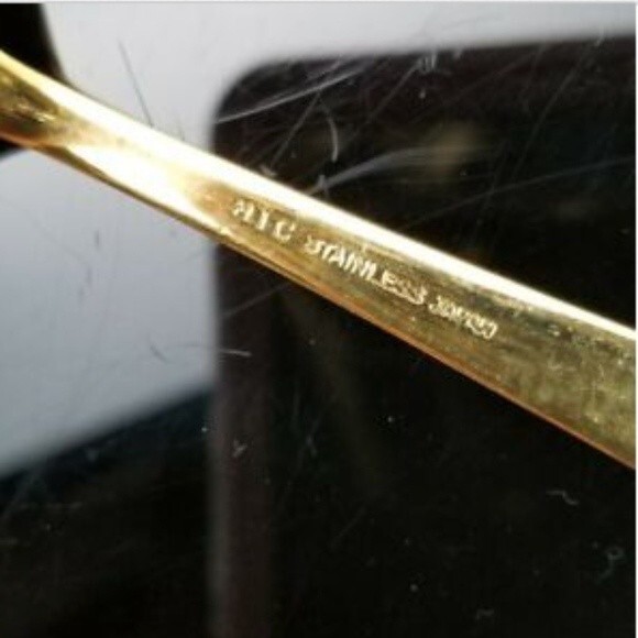 H I C Stainless Steel Gold Plated Sugar Spoons Set - Picture 3 of 4